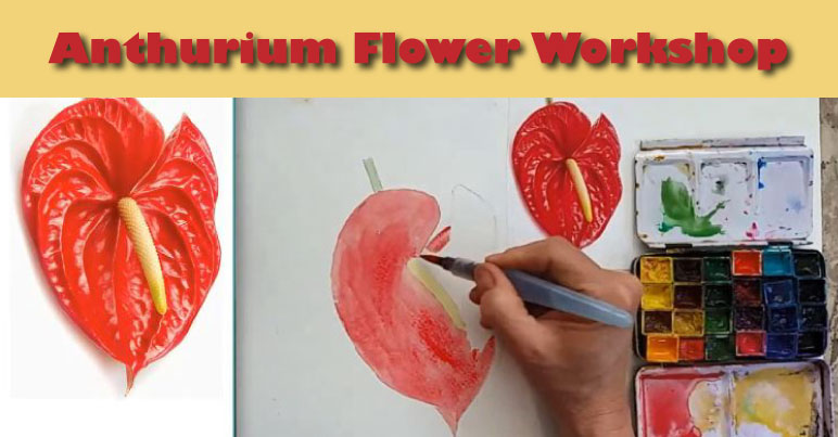 Draw and Paint Anthurium Flowers